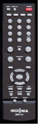 INSIGNIA 098TRABDANEBYA ZRC-101 TV Remote