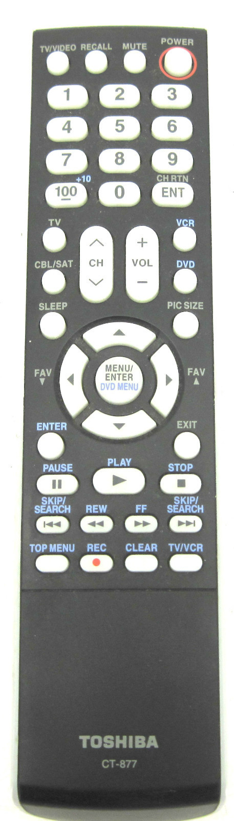 TOSHIBA CT-877 TV Remote