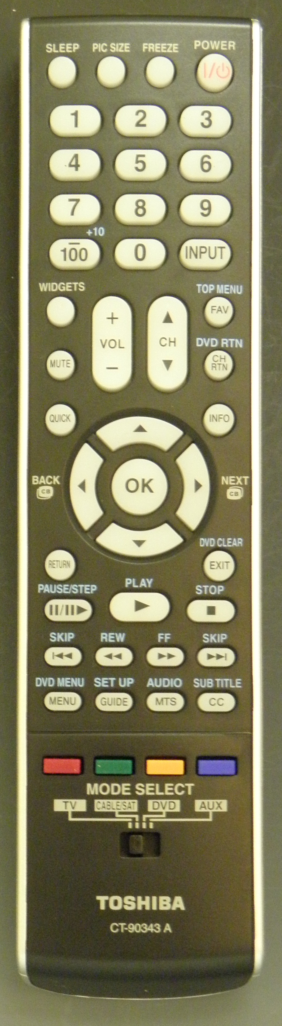 TOSHIBA CT-90343 (CT-90343A) Remote Control