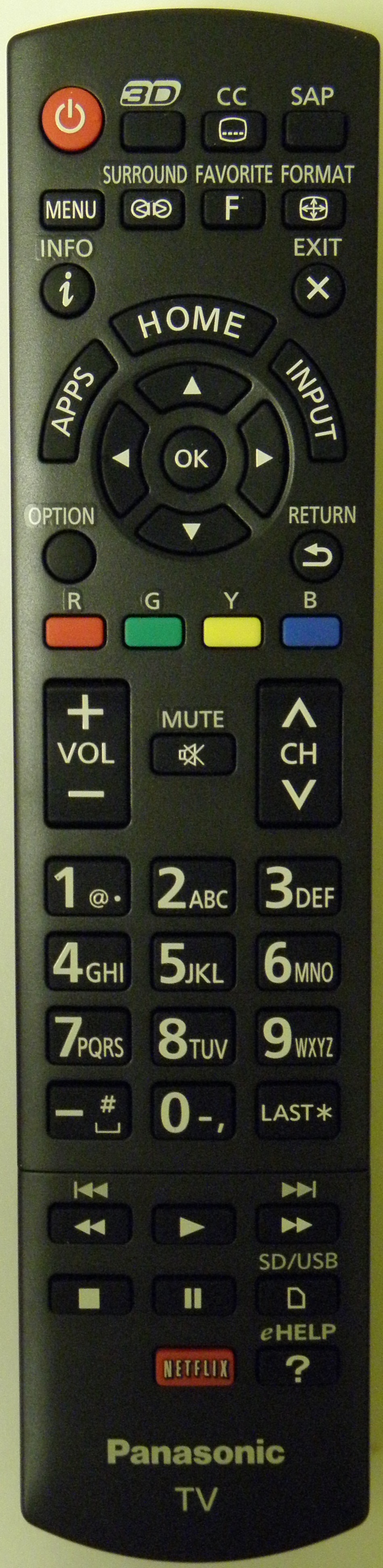 PANASONIC N2QAYB000837 Remote Control