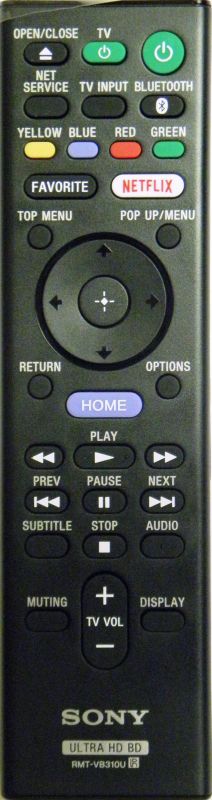 UBP-X800 & UBP-X1000ES Blu-ray Players SONY OEM RMT-VB310U Remote For UBP-UX80 